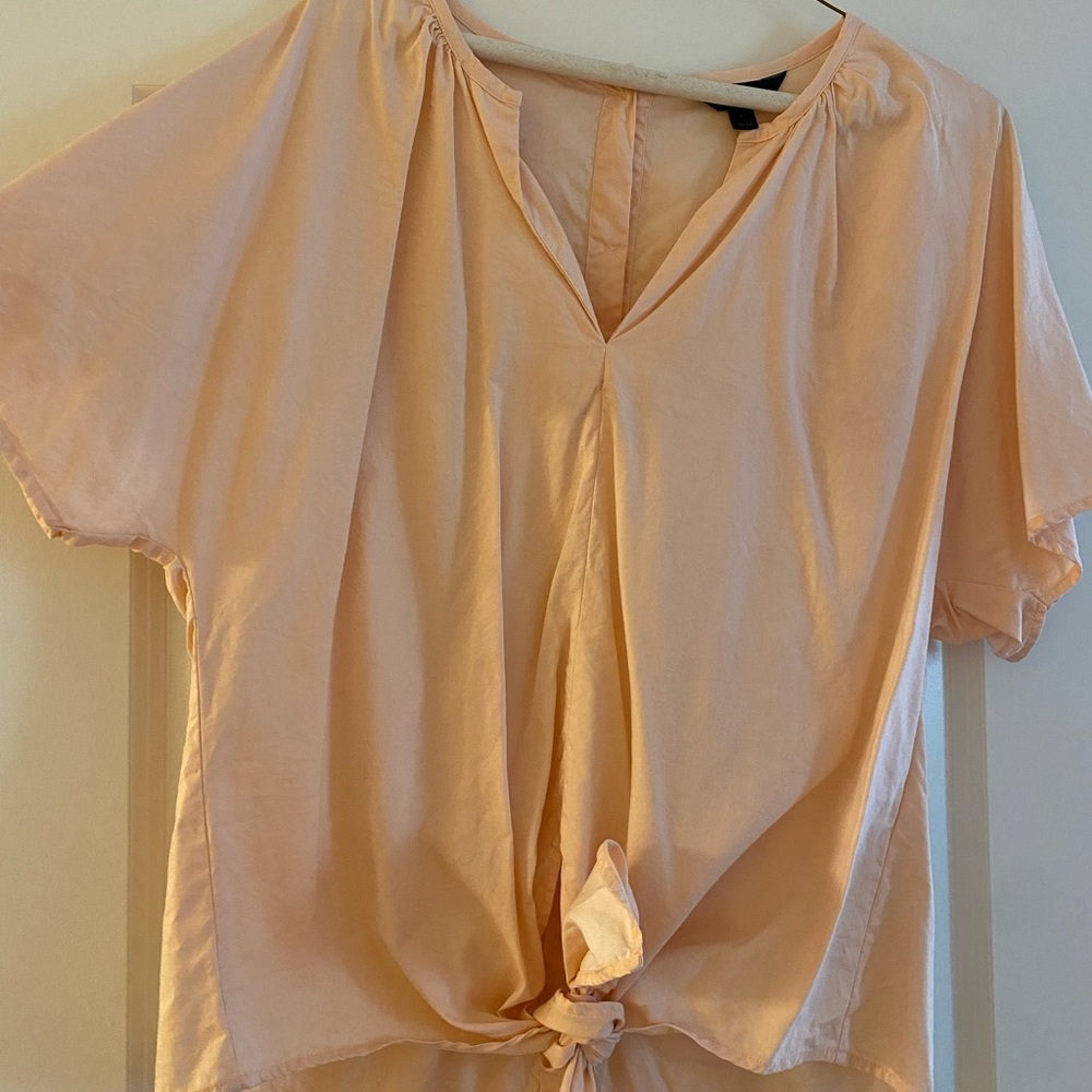 Peach tie in front blouse